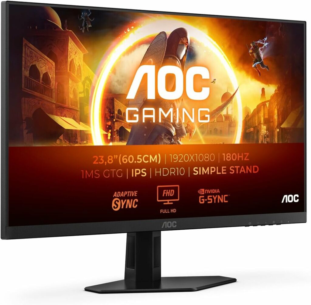 AOC 24G2U Gaming-Monitor mit Nintendo Switch angeschlossen, der beste Gaming-Monitore für Nintendo Switch 1 und Switch 2 im Budget-Bereich zeigt