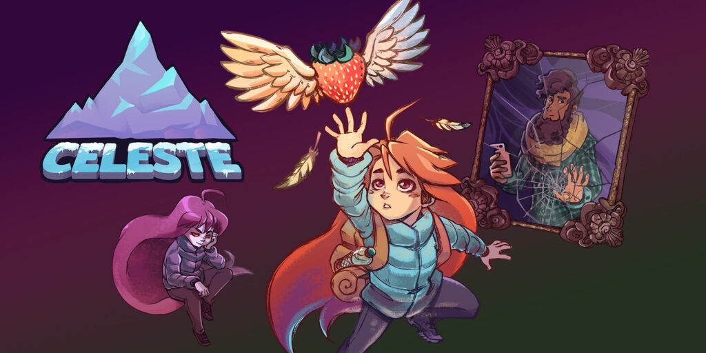 Celeste Jump'n'Run Nintendo Switch Gameplay mit Madeline beim Erklimmen des Berges