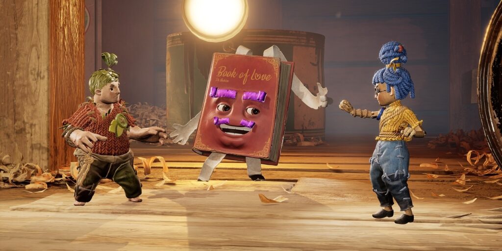 Cody und May als Puppen mit ihrer Tochter Rosie im Hintergrund in It Takes Two Nintendo Switch