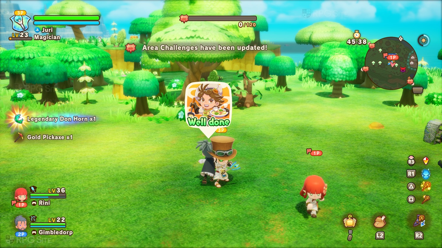 Fantasy Life i: Die Zeitdiebin Mehrspielermodus mit vier Spielern, die gemeinsam ein Abenteuer erleben