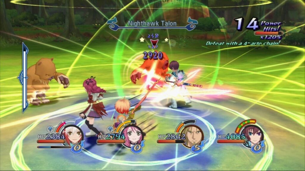 Kampfszene aus Tales of Graces F Remastered mit Spezialeffekten