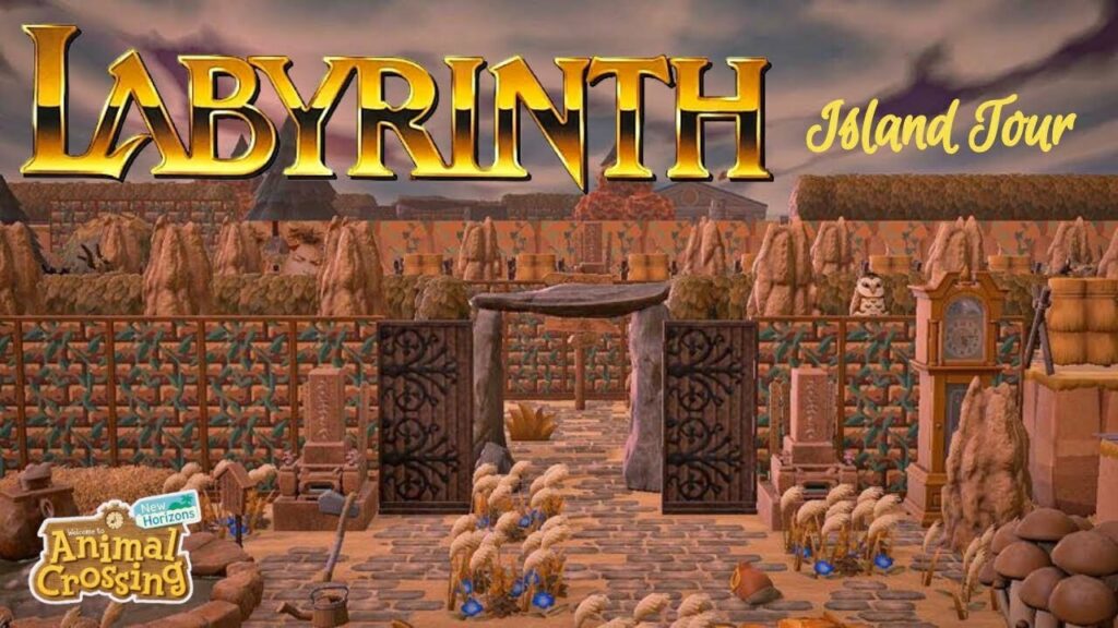 Komplexes Labyrinth auf einer Animal Crossing New Horizons Insel mit Hecken und Hindernissen