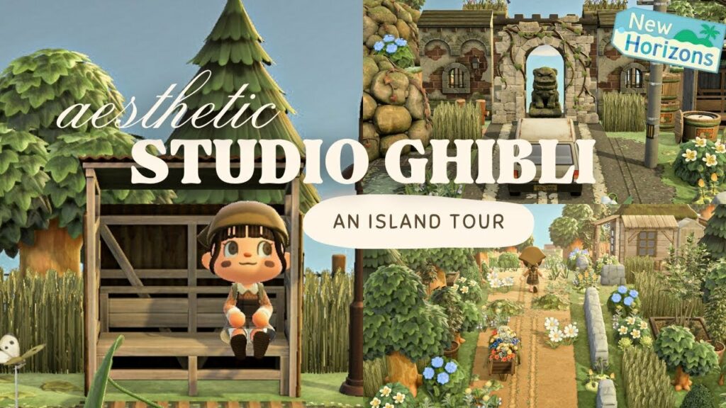 Magische Animal Crossing New Horizons Insel im Studio Ghibli Stil mit Totoro-Nachbildungen und japanischen Elementen