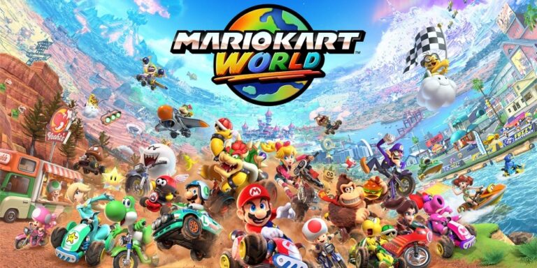 Mario Kart World Nintendo Switch 2 Titelbild mit Mario und Luigi in Rennkarts