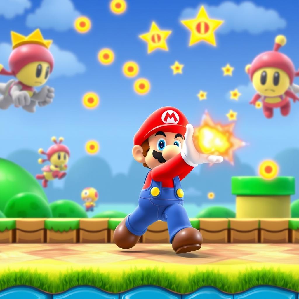 Mario mit Feuerblume Power-Up in New Super Mario Bros. U Deluxe für Nintendo Switch