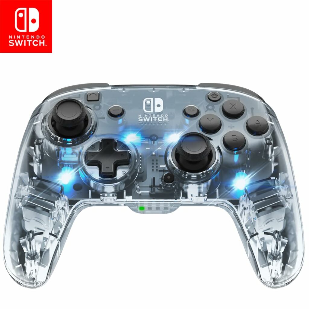 PDP Afterglow Wireless Deluxe Controller mit transparentem Gehäuse und RGB-Beleuchtung im Nintendo Switch Controller Vergleich PDP Afterglow Wireless Deluxe Controller mit transparentem Gehäuse und RGB-Beleuchtung im Nintendo Switch Controller Vergleich