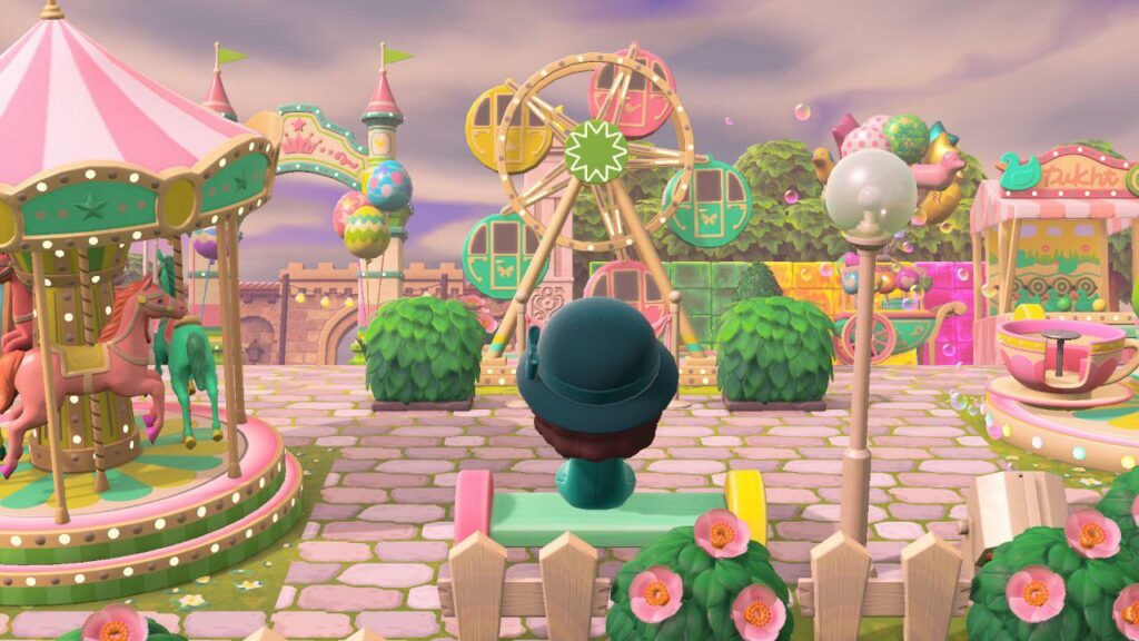 Spektakuläre Animal Crossing New Horizons Freizeitpark-Insel mit Fahrgeschäften und Attraktionen
