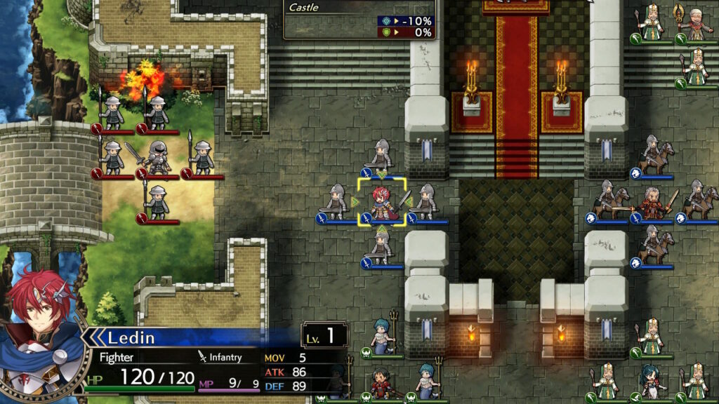 Strategische Kampfszene aus Langrisser mit Einheiten und Taktik-Grid, ein unbekanntes JRPG für Nintendo Switch