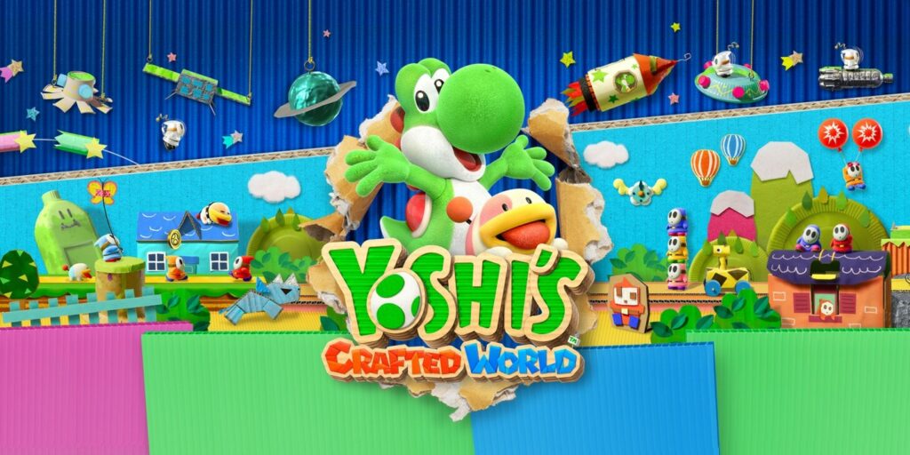 Yoshi's Crafted World Jump'n'Run Nintendo Switch Gameplay mit Yoshi in einer Bastelwelt