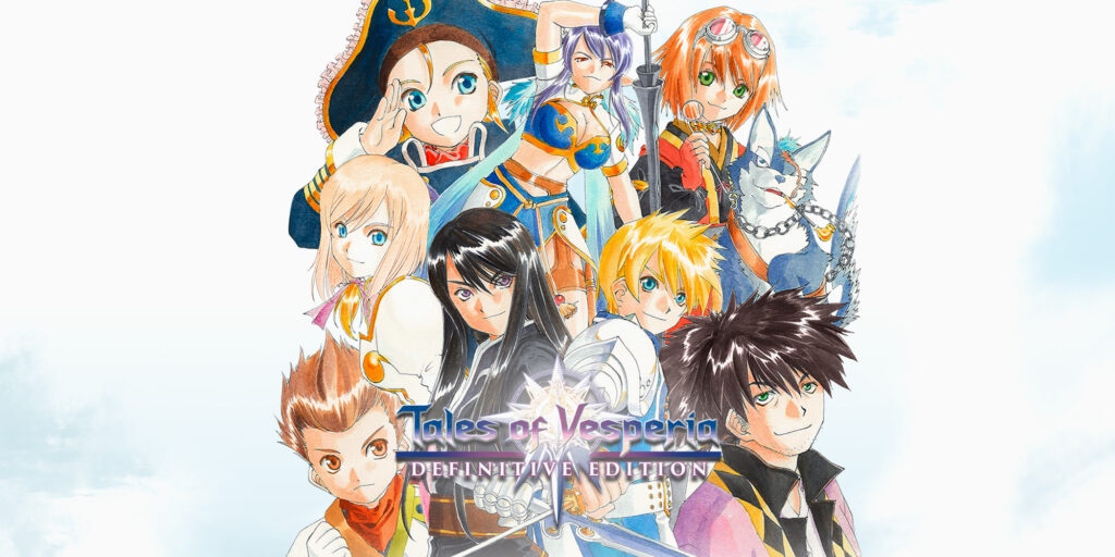 Tales of Vesperia Hauptcharakter Yuri mit Gruppe in einer Anime-Szene - beste JRPGs Nintendo Switch