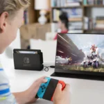 Nintendo Switch an einen Gaming-Monitor angeschlossen mit lebendigen Farben und scharfer Grafik