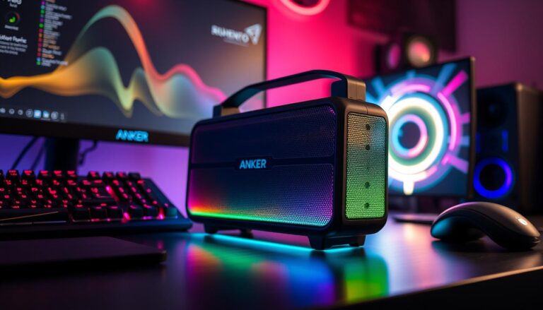 Soundcore Boom 2 Anker mit RGB-Beleuchtung während einer Gaming-Session