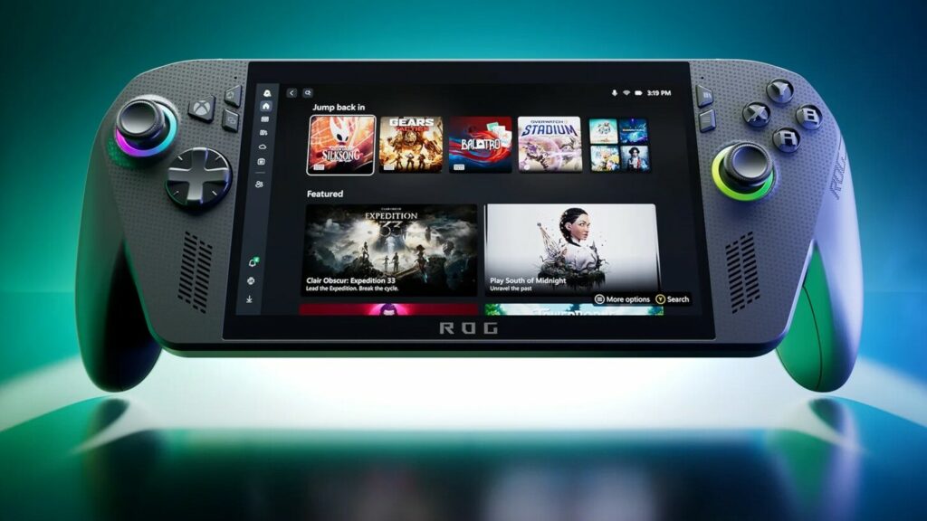 Asus ROG Xbox Ally X Handheld-Konsole 2025 mit Xbox-Oberfläche im Vollbildmodus