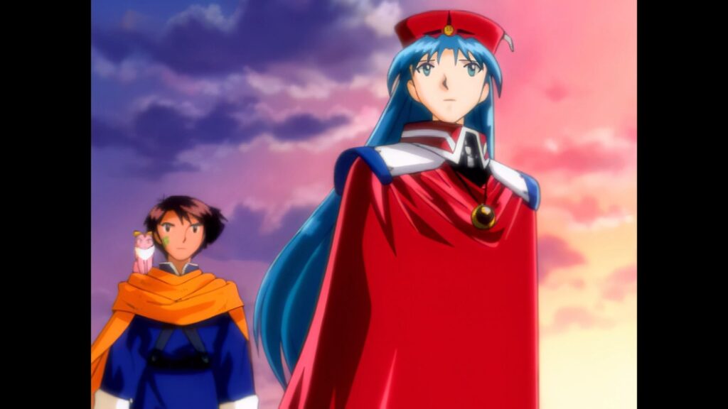 Charaktere aus Lunar 2: Eternal Blue in einer emotionalen Szene