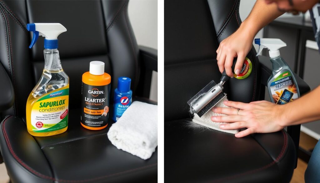 Pflege eines Gaming Stuhls mit verschiedenen Reinigungsmitteln