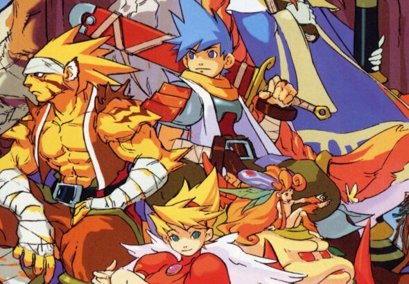 Breath of Fire 3 Titelbild mit dem Protagonisten Ryu und seinen Gefährten